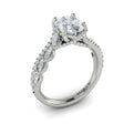 14K White Gold Oval Diamond Split Shank Ring
