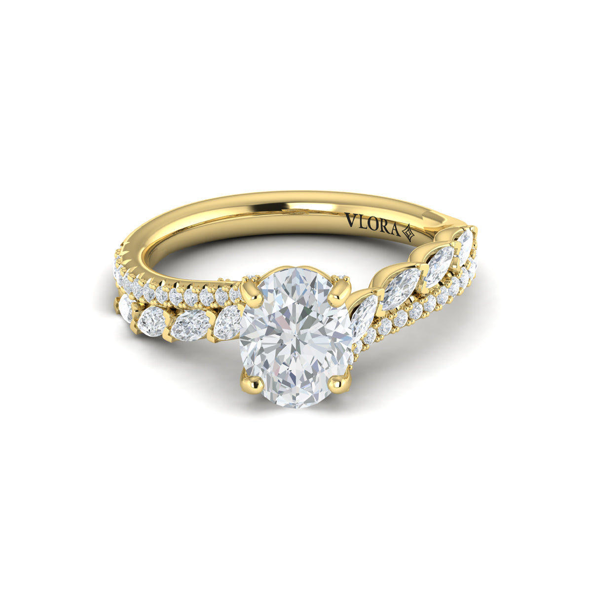14kt Yellow Gold Oval Diamond Split Shank Engagement Ring