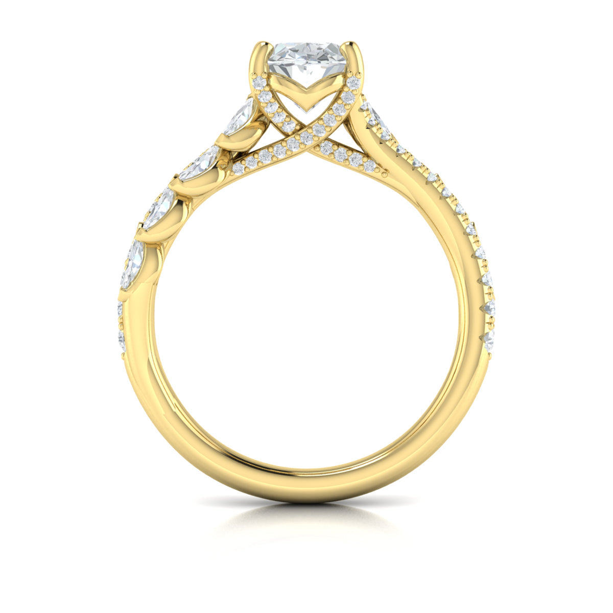 14kt Yellow Gold Oval Diamond Split Shank Engagement Ring