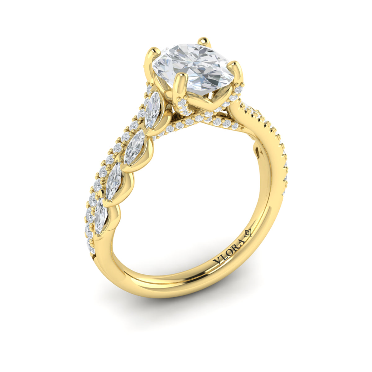 14kt Yellow Gold Oval Diamond Split Shank Engagement Ring