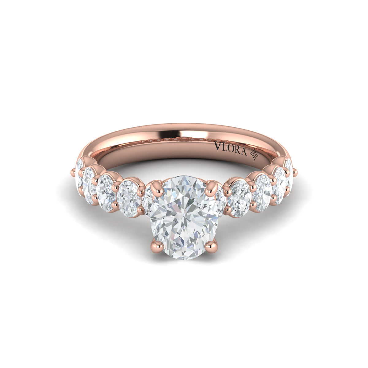 18kt Rose Gold Oval Diamond Womens Engagement Ring