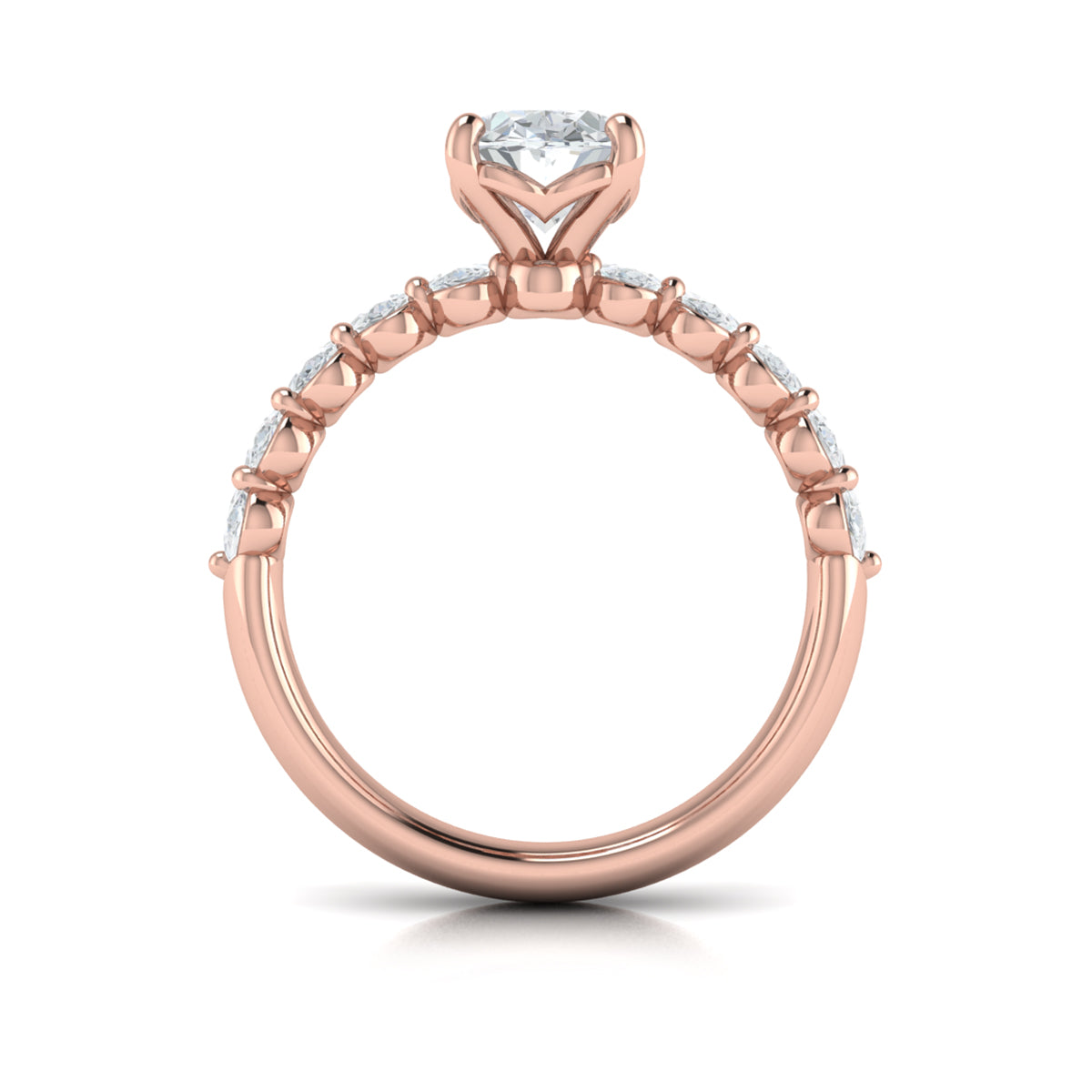 18kt Rose Gold Oval Diamond Womens Engagement Ring