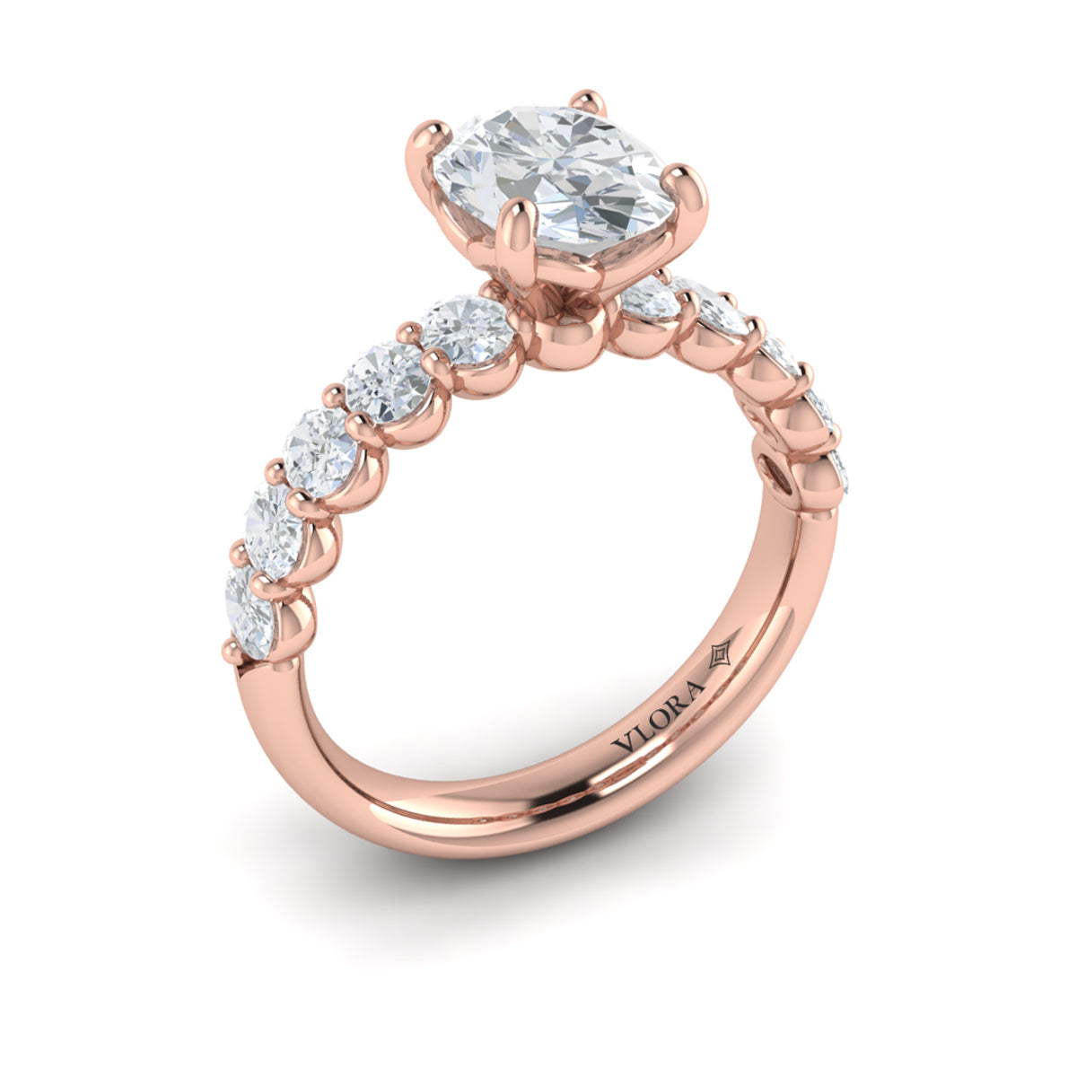 18kt Rose Gold Oval Diamond Womens Engagement Ring