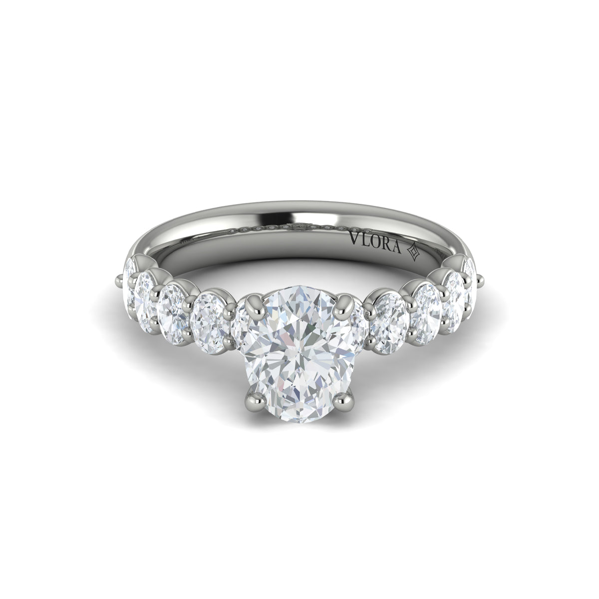 14K White Gold Oval Diamond Classic Engagement Ring