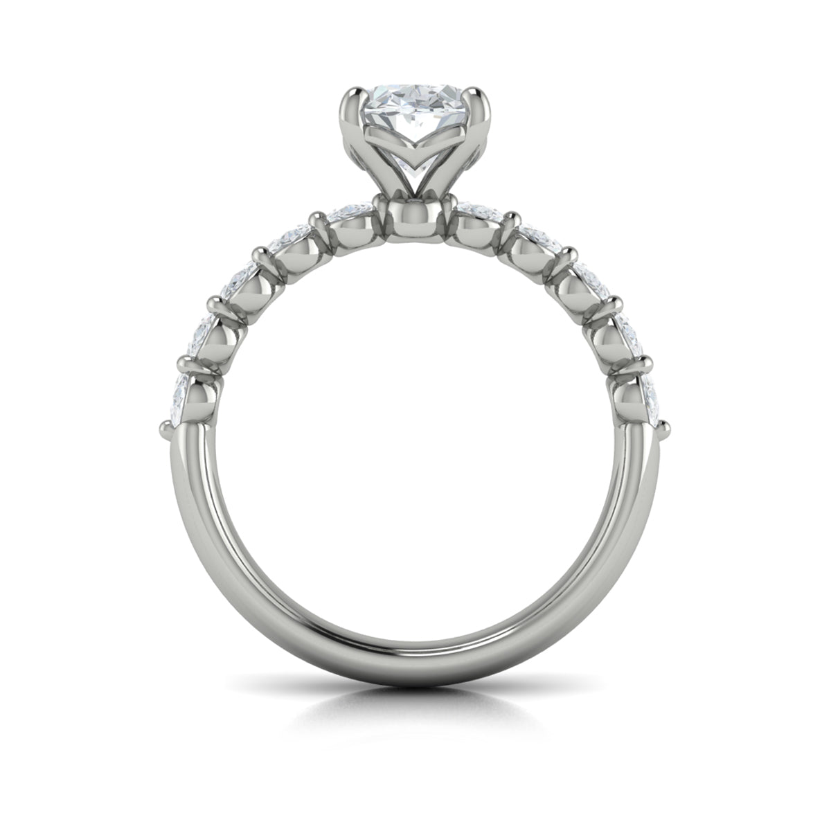 14K White Gold Oval Diamond Classic Engagement Ring
