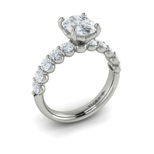 14K White Gold Oval Diamond Classic Engagement Ring