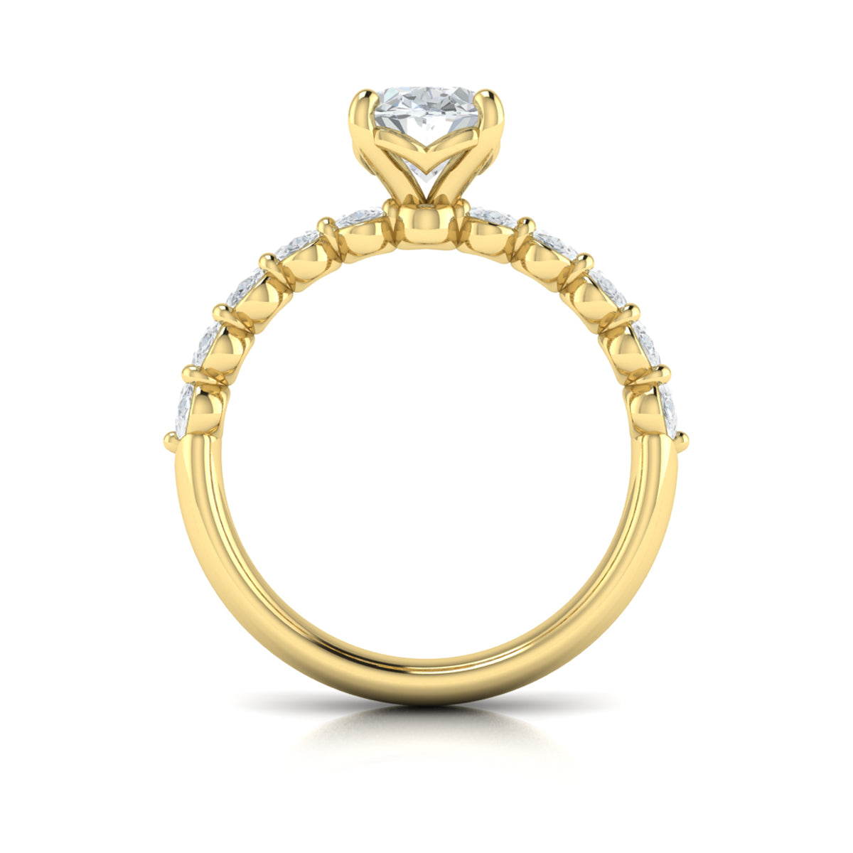 18kt Yellow Gold Oval Diamond Womens Engagement Ring