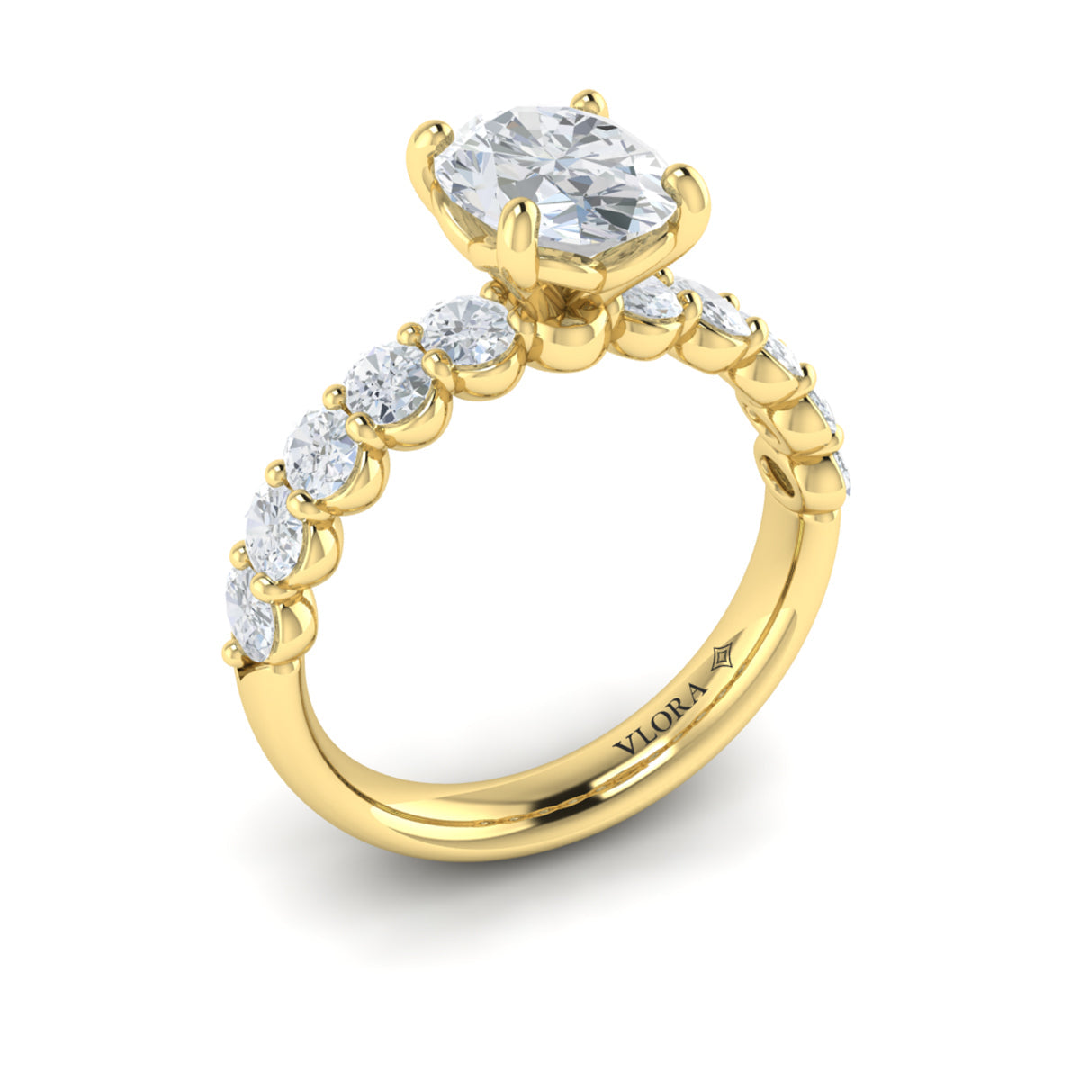 18kt Yellow Gold Oval Diamond Womens Engagement Ring