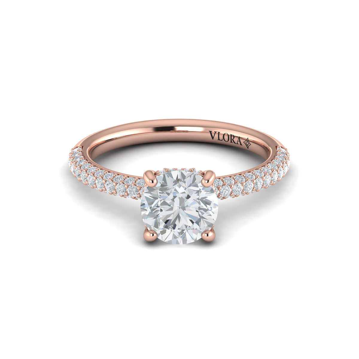 14kt Rose Gold Diamond Hidden Halo Engagement Ring