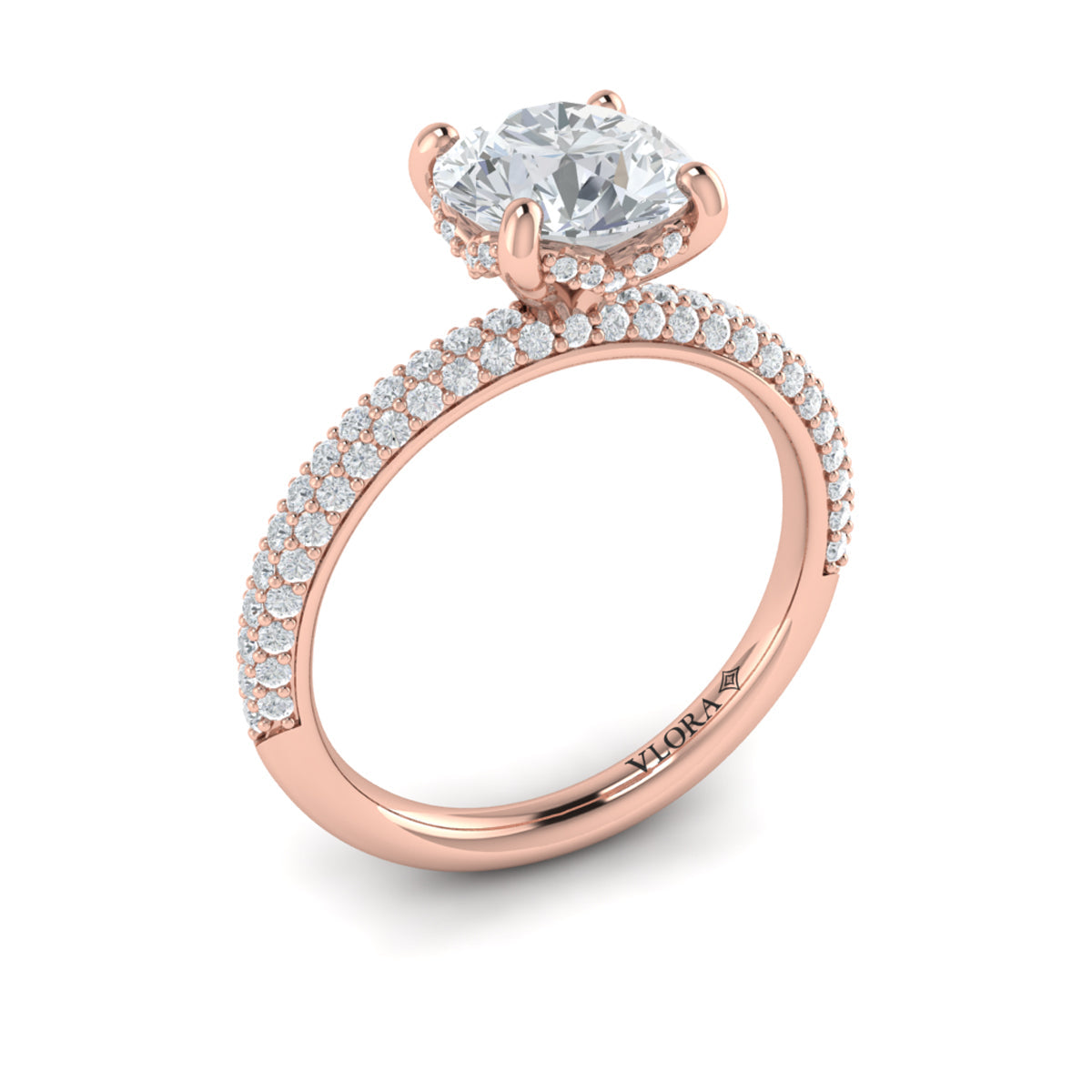 14kt Rose Gold Diamond Hidden Halo Engagement Ring