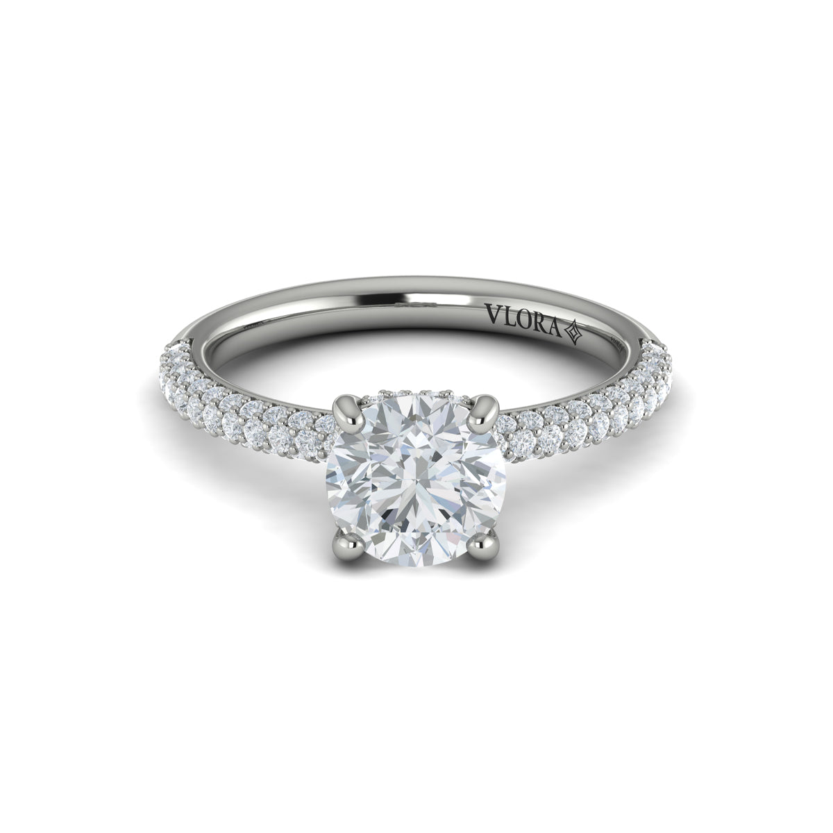 14K White Gold Hidden Halo Diamond Engagement Ring
