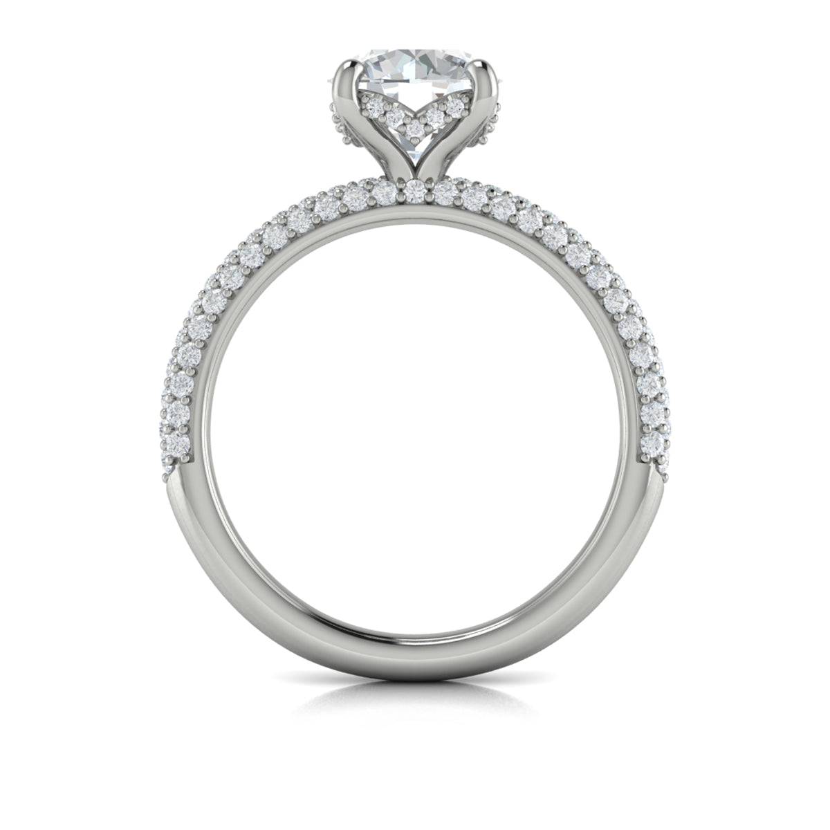 14K White Gold Hidden Halo Diamond Engagement Ring