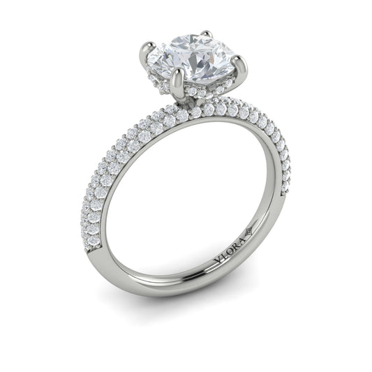 14K White Gold Hidden Halo Diamond Engagement Ring