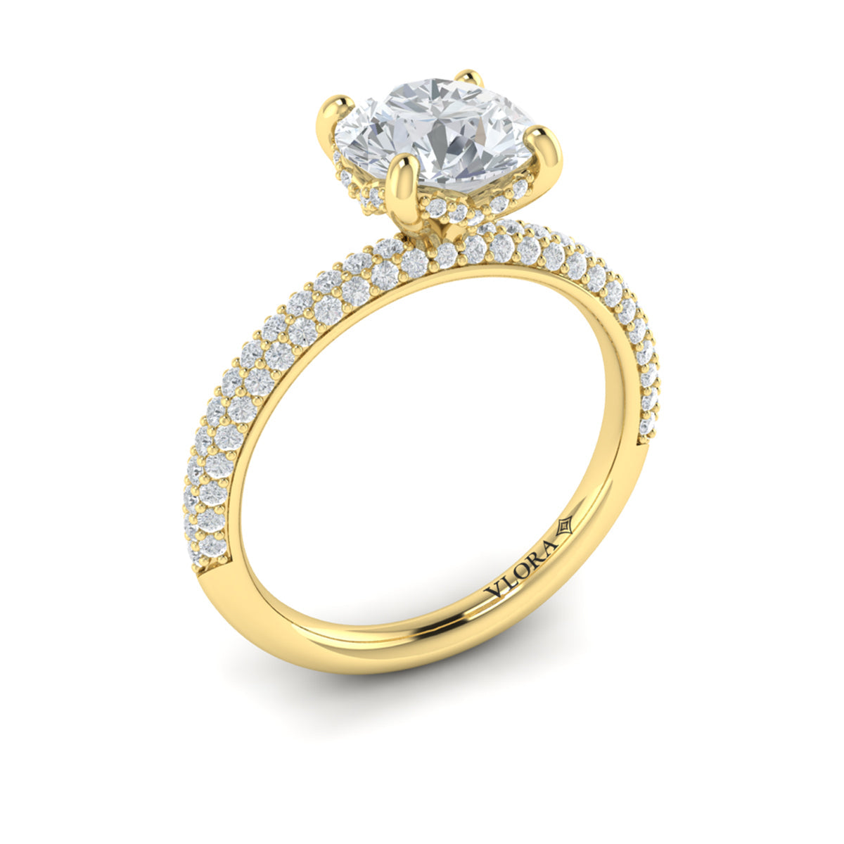 18kt Yellow Gold Diamond Hidden Halo Engagement Ring