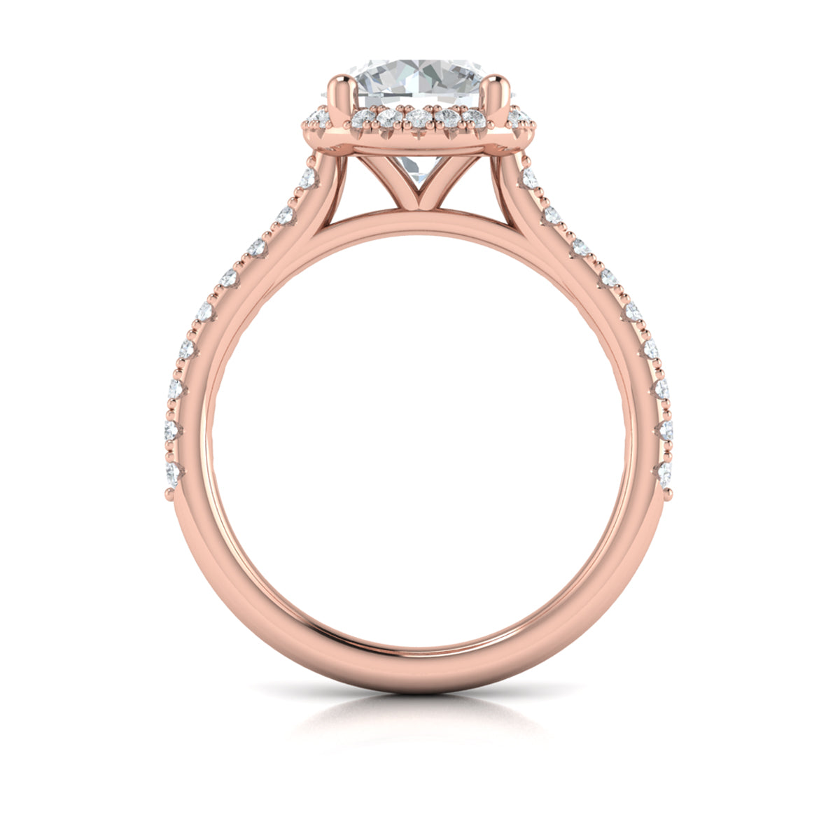 14K Rose Gold Round Diamond Halo Engagement Ring