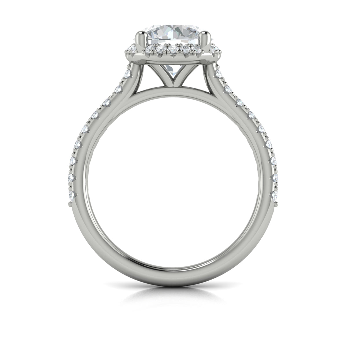 14kt White Gold Round Diamond Halo Engagement Ring