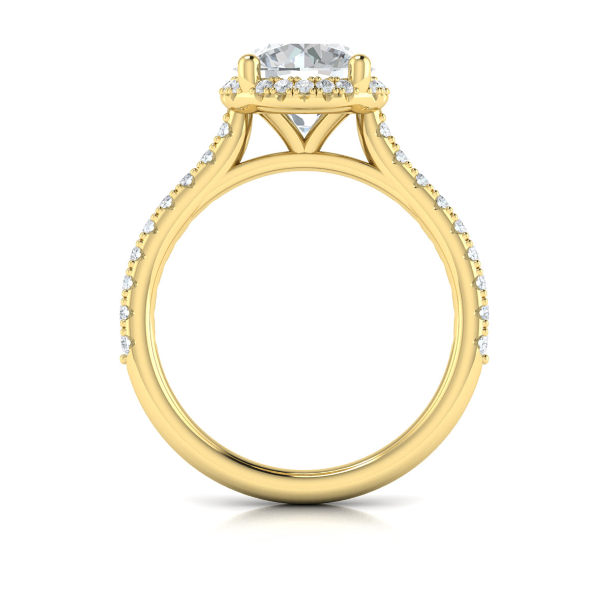14kt Yellow Gold Round Diamond Halo Engagement Ring