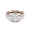 14K Rose Gold Oval Diamond Halo Engagement Ring
