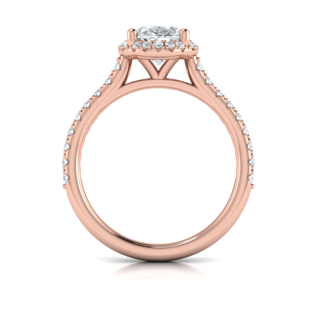 14K Rose Gold Oval Diamond Halo Engagement Ring