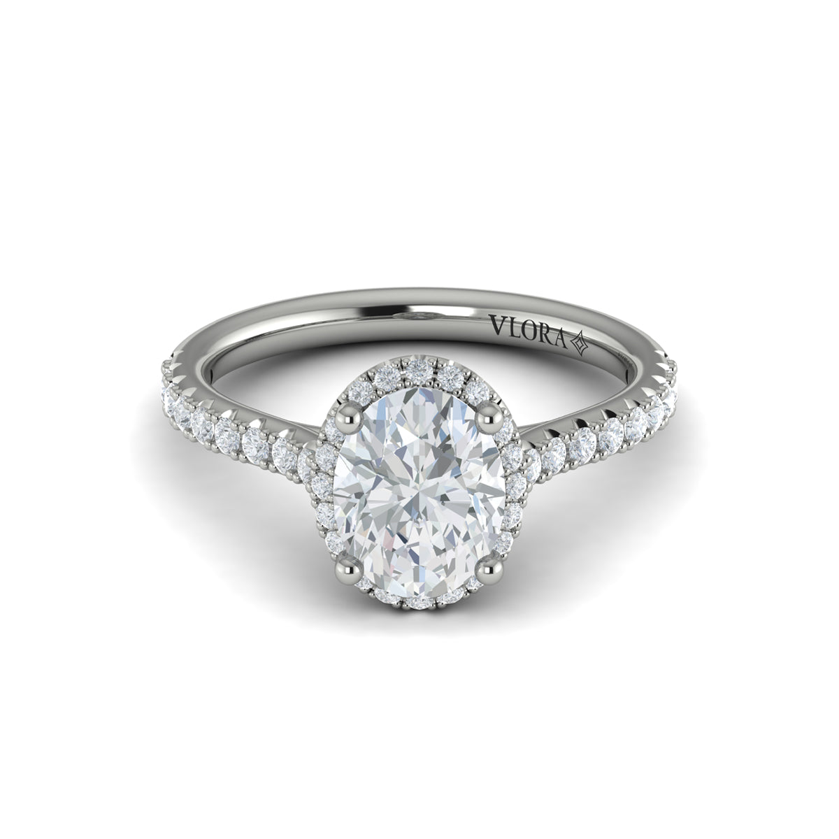 14kt White Gold Oval Diamond Halo Engagement Ring