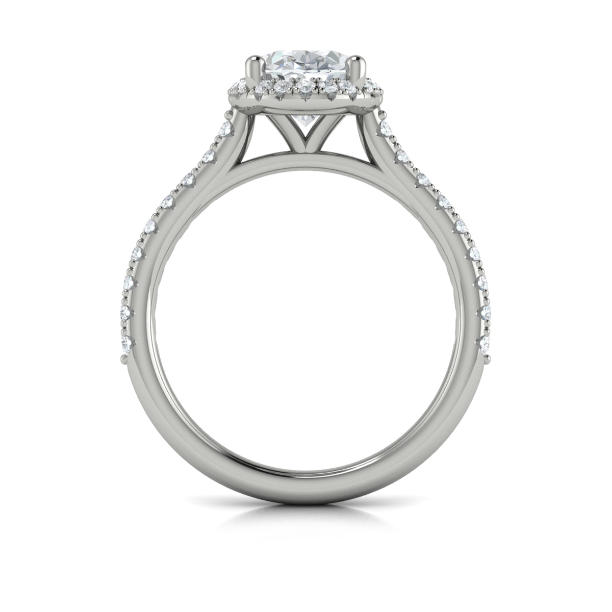 14kt White Gold Oval Diamond Halo Engagement Ring