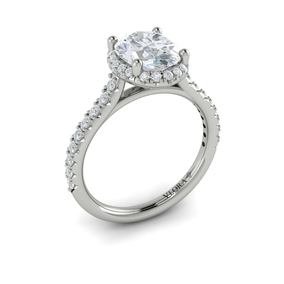 14kt White Gold Oval Diamond Halo Engagement Ring