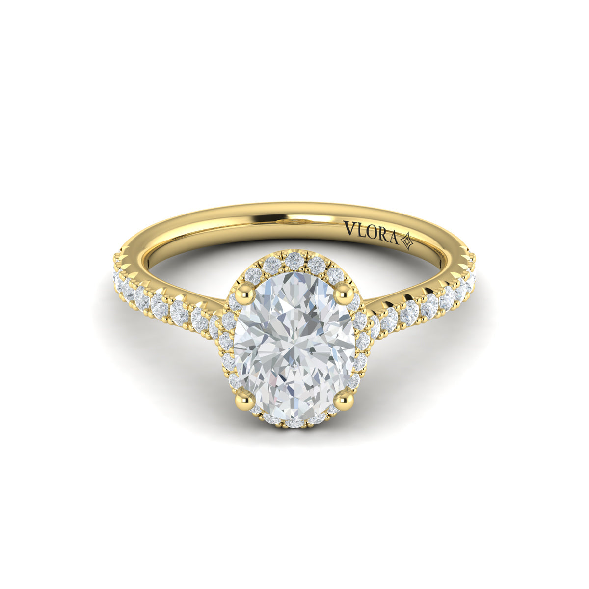 14kt Yellow Gold Oval Diamond Halo Engagement Ring