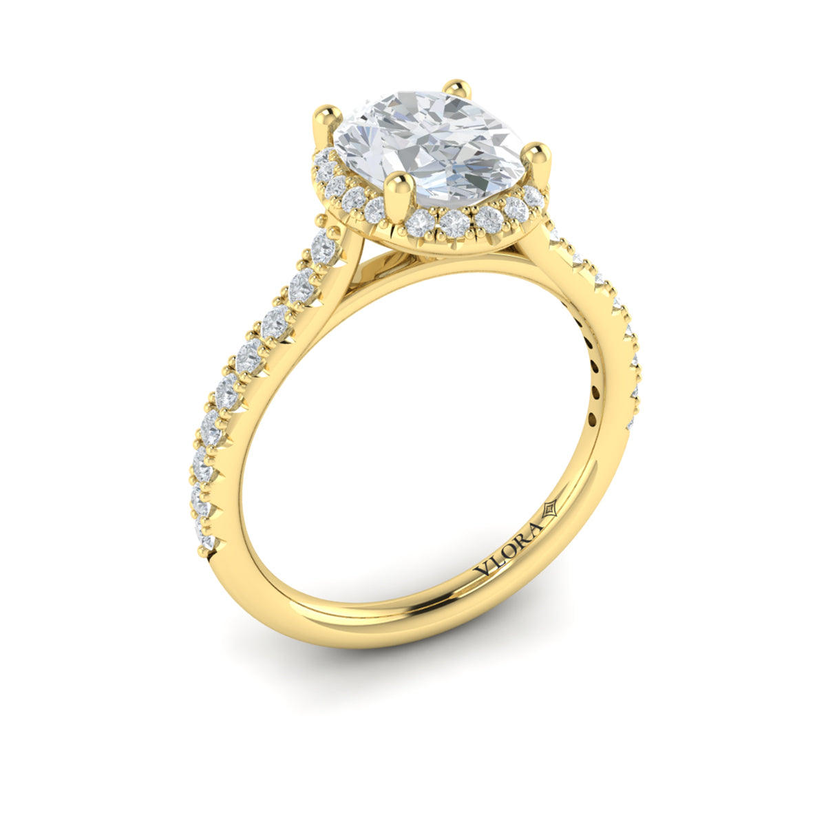 14kt Yellow Gold Oval Diamond Halo Engagement Ring