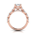 14kt Rose Gold Oval Diamond Cascade Engagement Ring