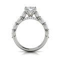 14K White Gold Oval Diamond Cascade Engagement Ring