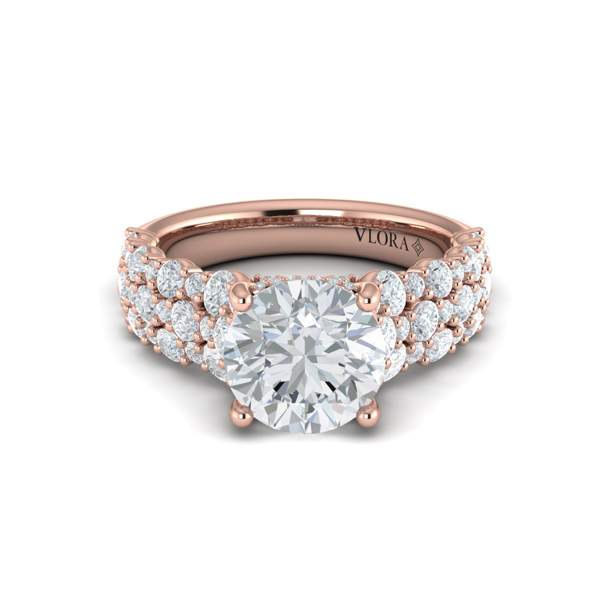 14kt Rose Gold Round Diamond Mosaic Engagement Ring