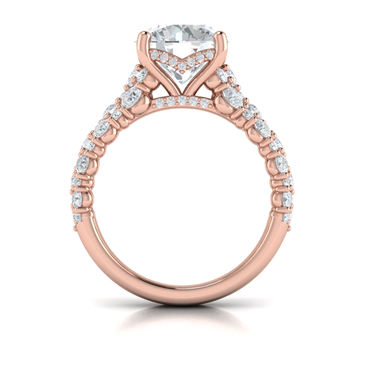 14kt Rose Gold Round Diamond Mosaic Engagement Ring