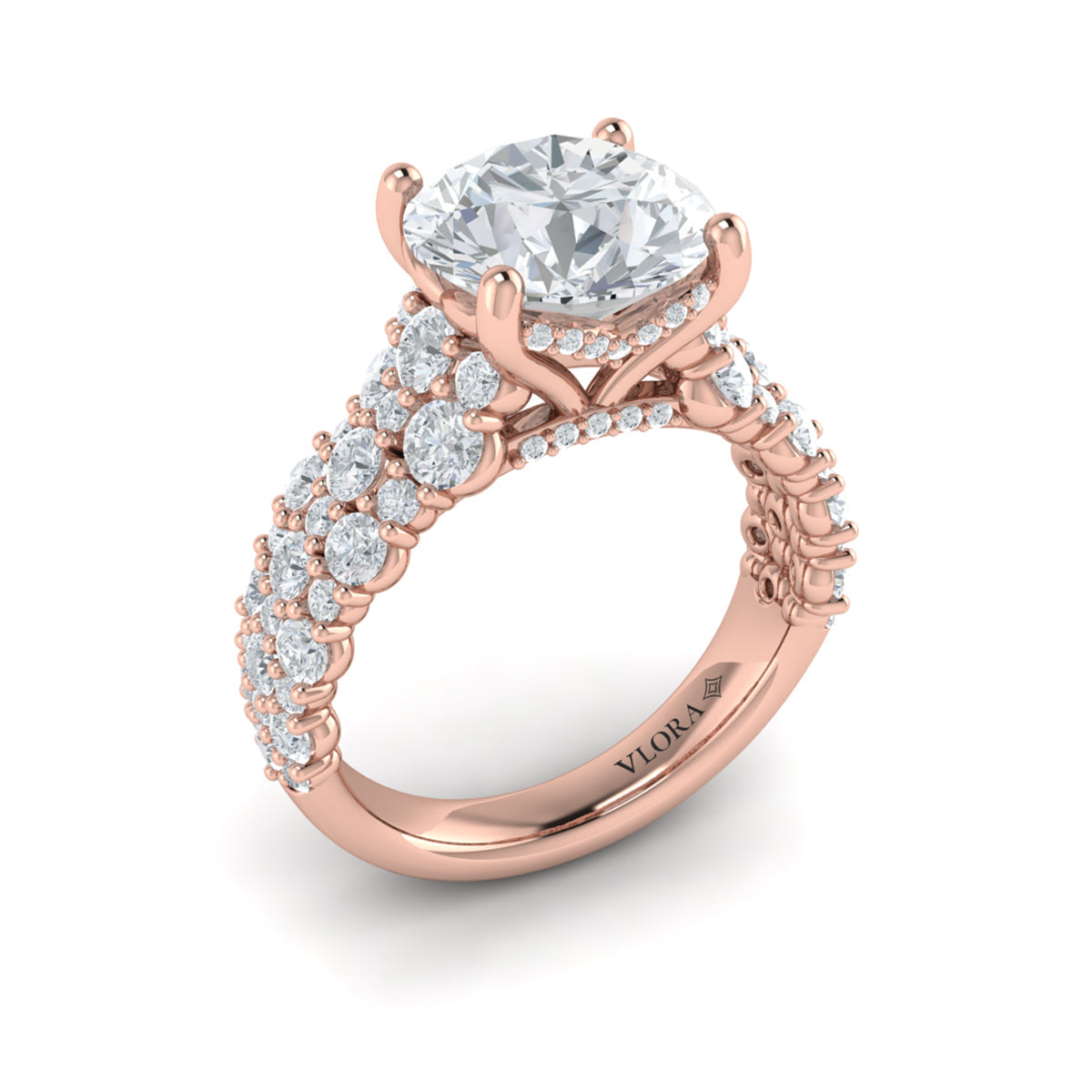 14kt Rose Gold Round Diamond Mosaic Engagement Ring