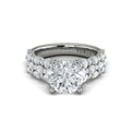 14K White Gold Mosaic Diamond Hidden Halo Engagement Ring
