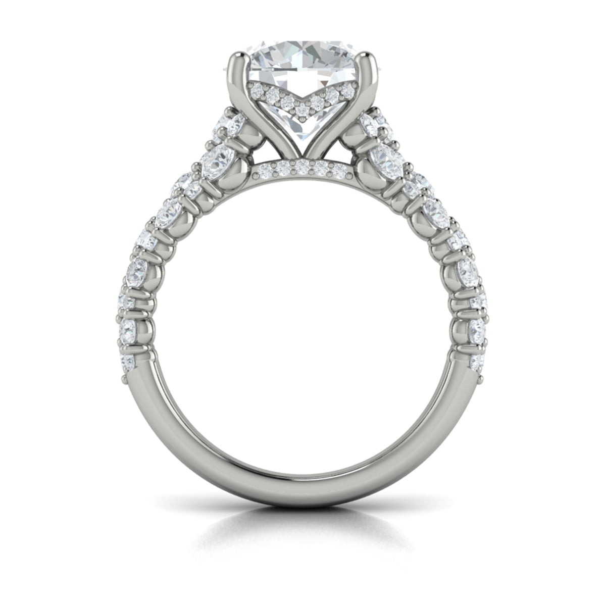 14K White Gold Mosaic Diamond Hidden Halo Engagement Ring