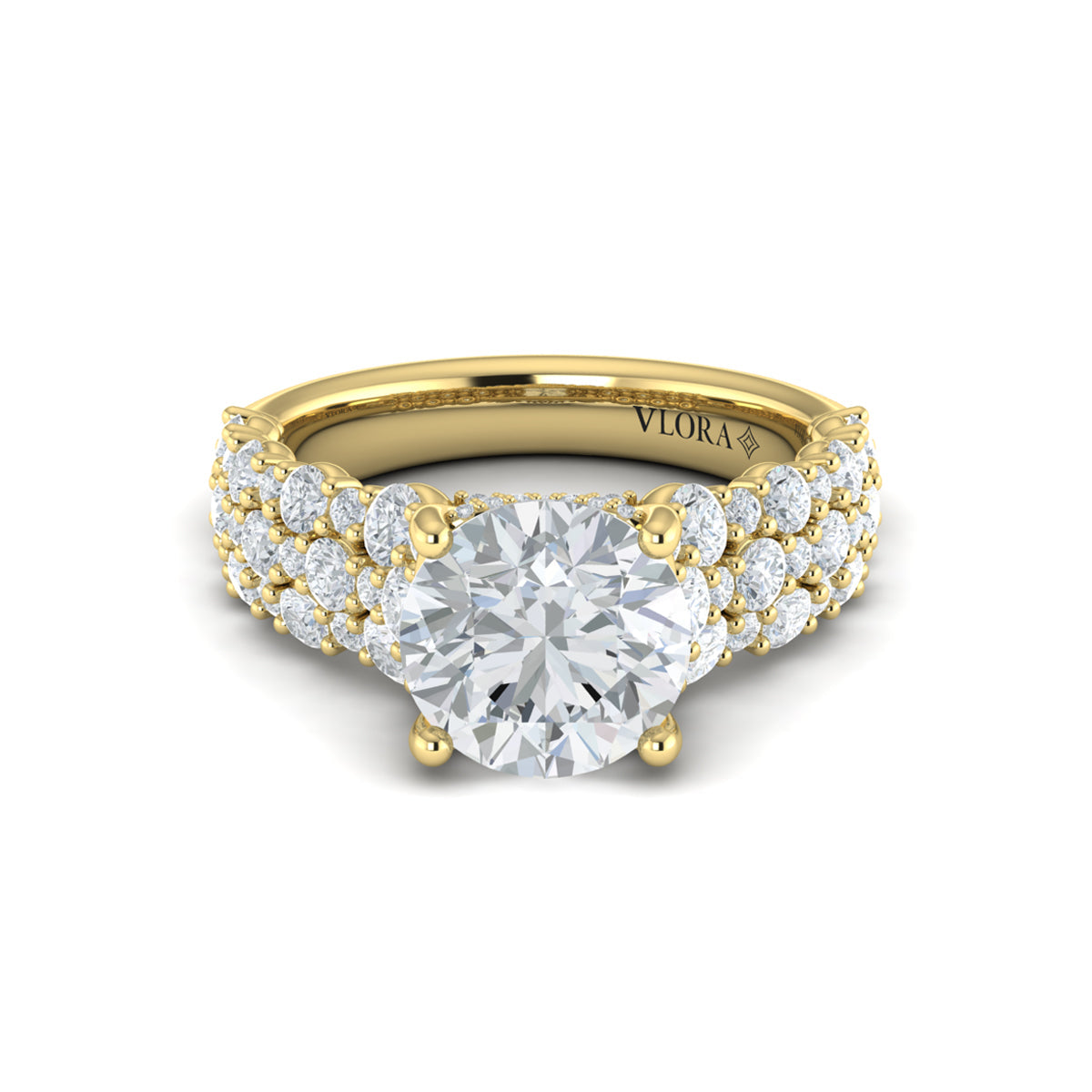 14kt Yellow Gold Round Diamond Mosaic Engagement Ring