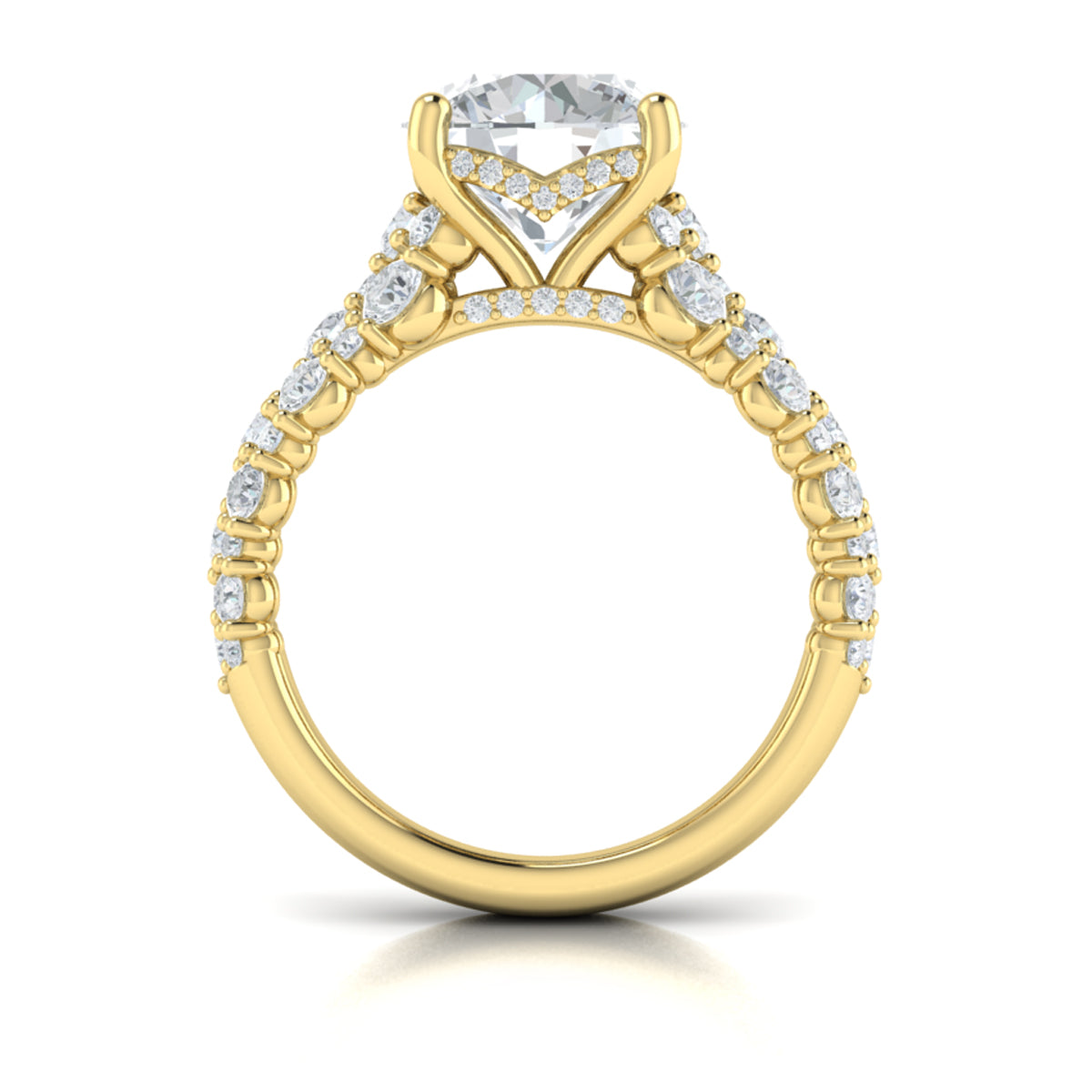 14kt Yellow Gold Round Diamond Mosaic Engagement Ring