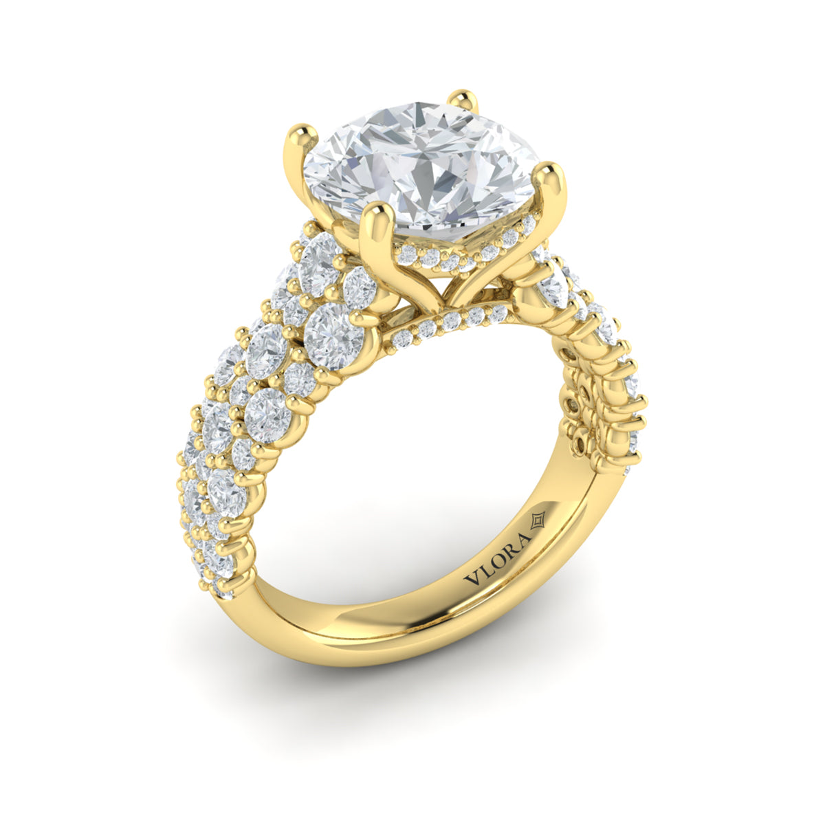 14kt Yellow Gold Round Diamond Mosaic Engagement Ring