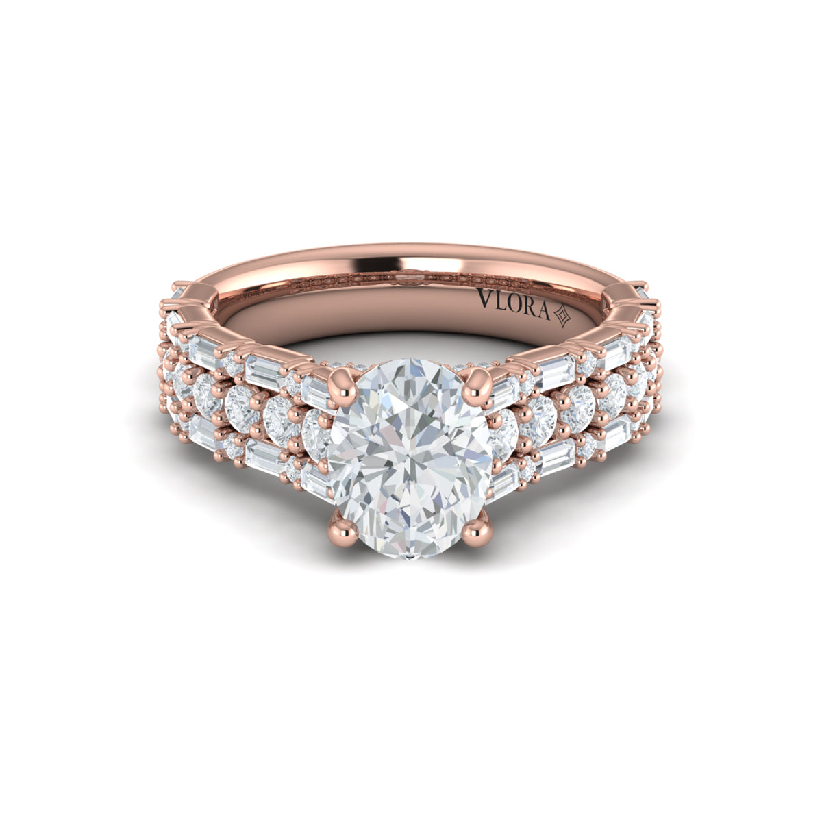 18kt Rose Gold Oval Diamond Womens Engagement Ring