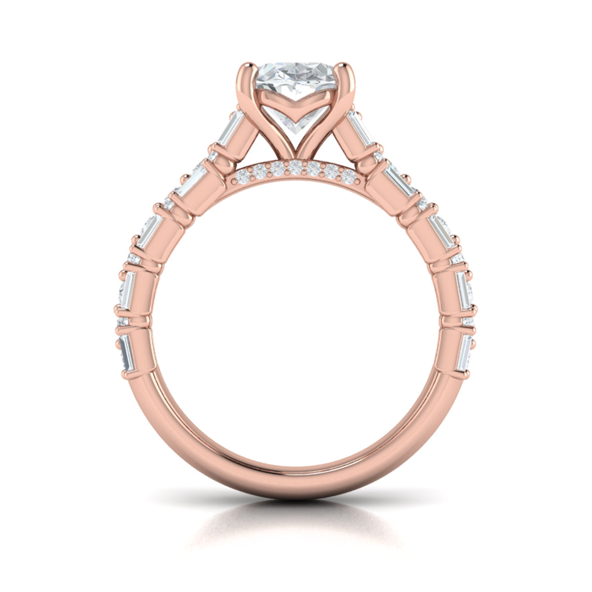 18kt Rose Gold Oval Diamond Womens Engagement Ring