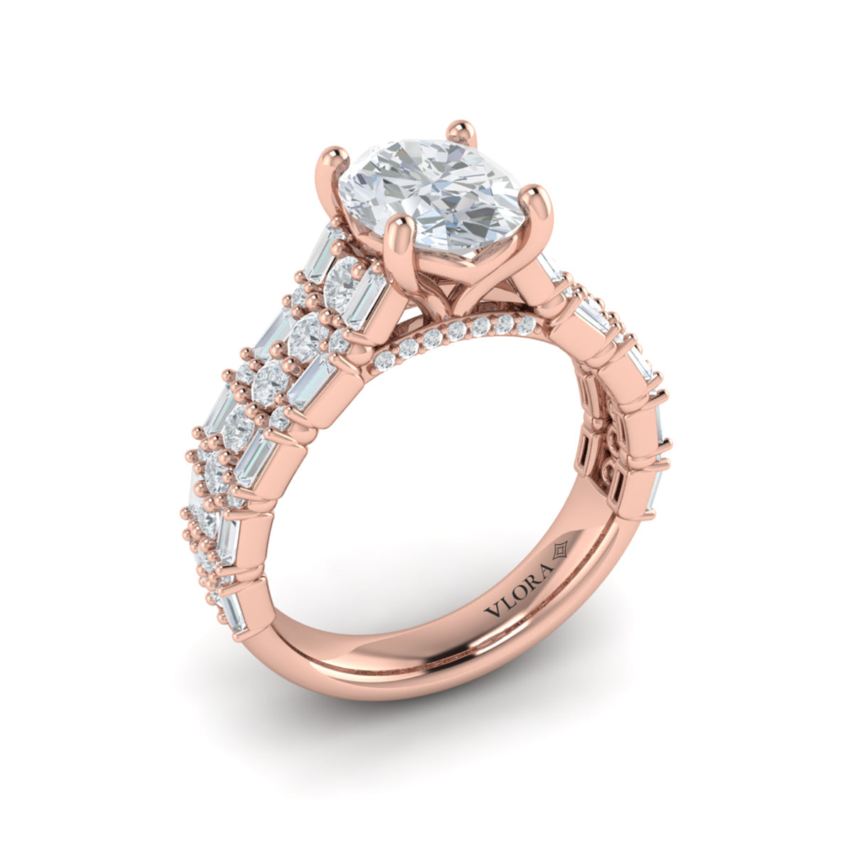 18kt Rose Gold Oval Diamond Womens Engagement Ring