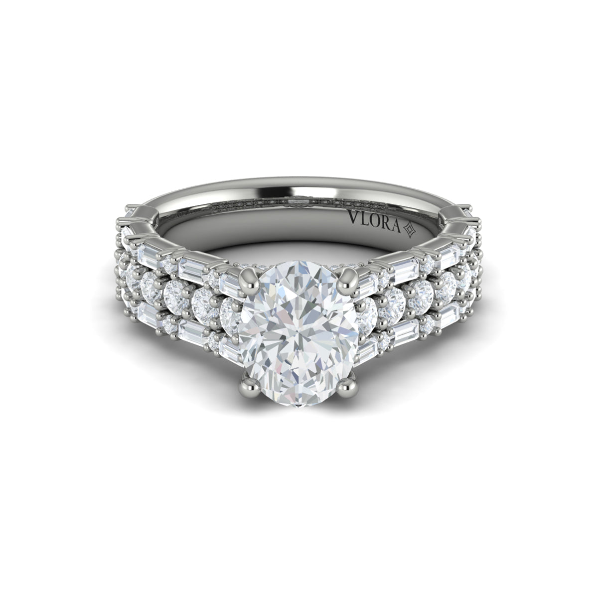 14K White Gold Oval Diamond Womens Engagement Ring