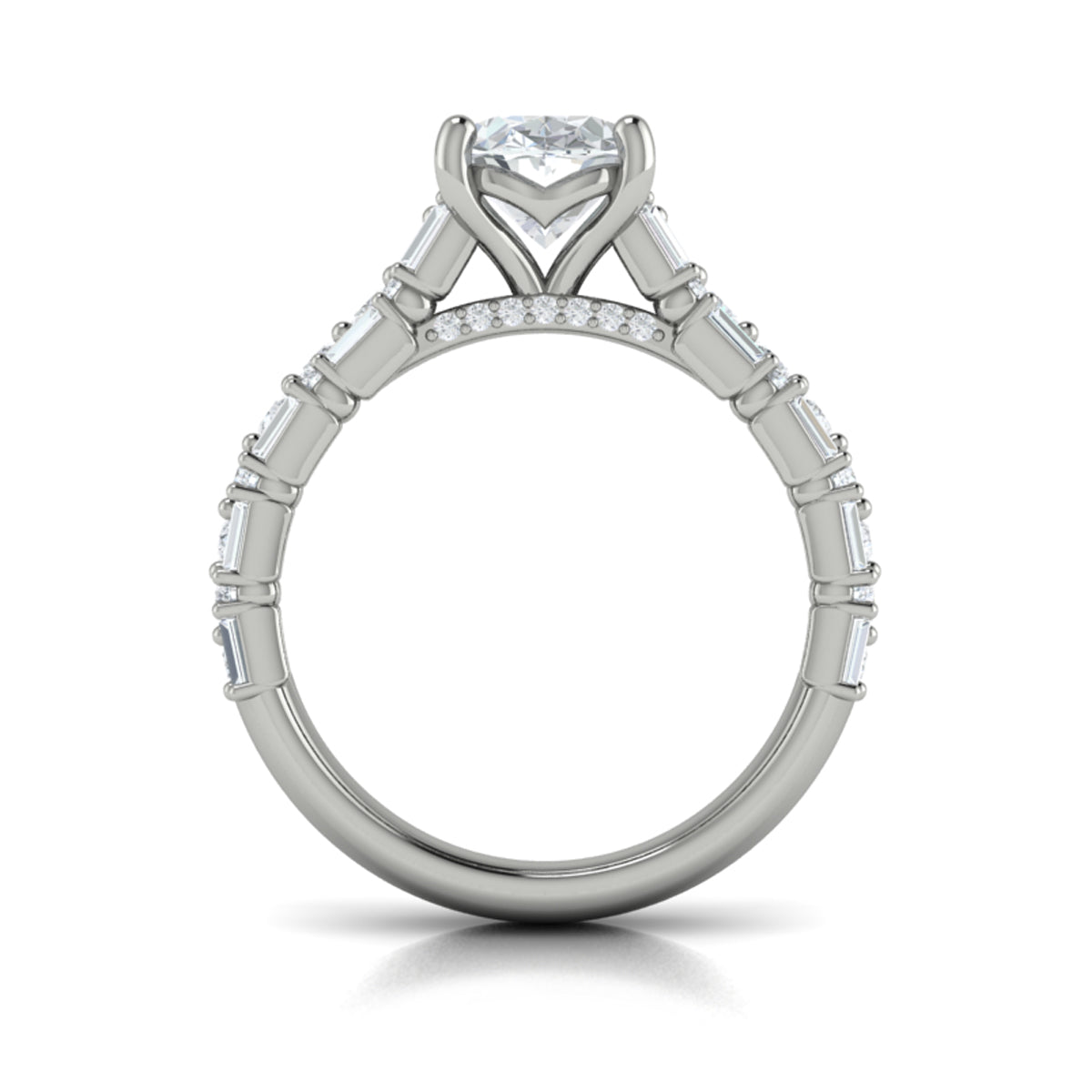 14K White Gold Oval Diamond Womens Engagement Ring