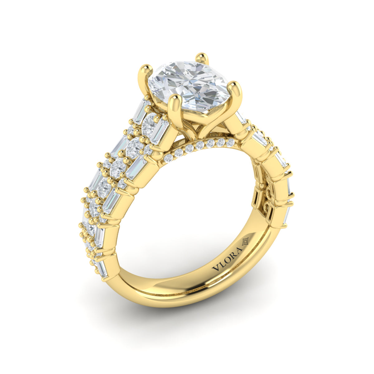 14kt Yellow Gold Oval Diamond Womens Engagement Ring