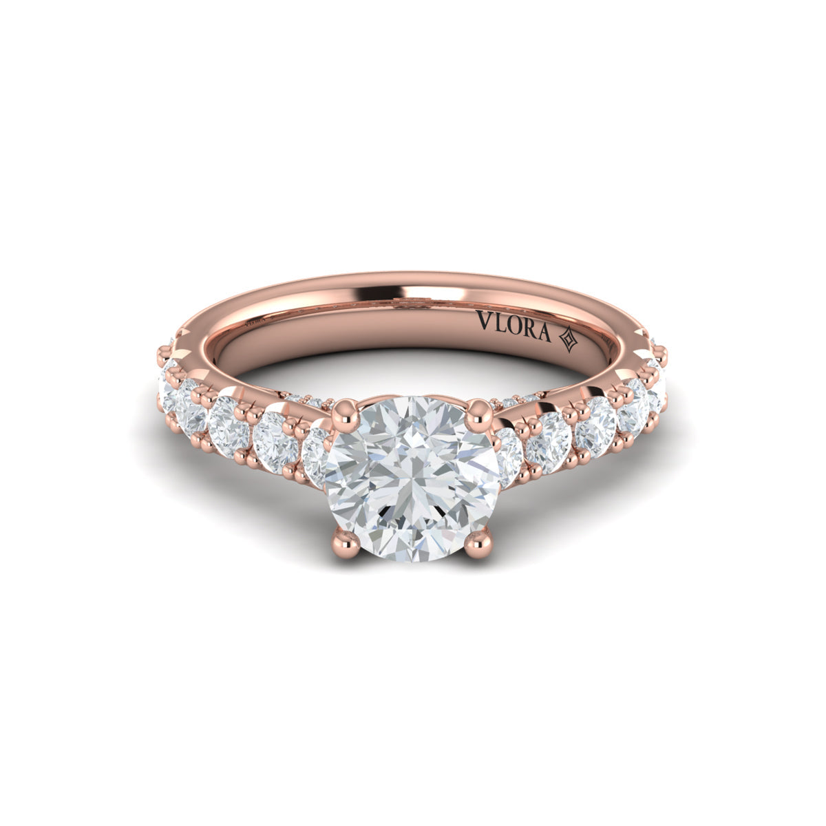 14kt Rose Gold Round Diamond Classic Engagement Ring