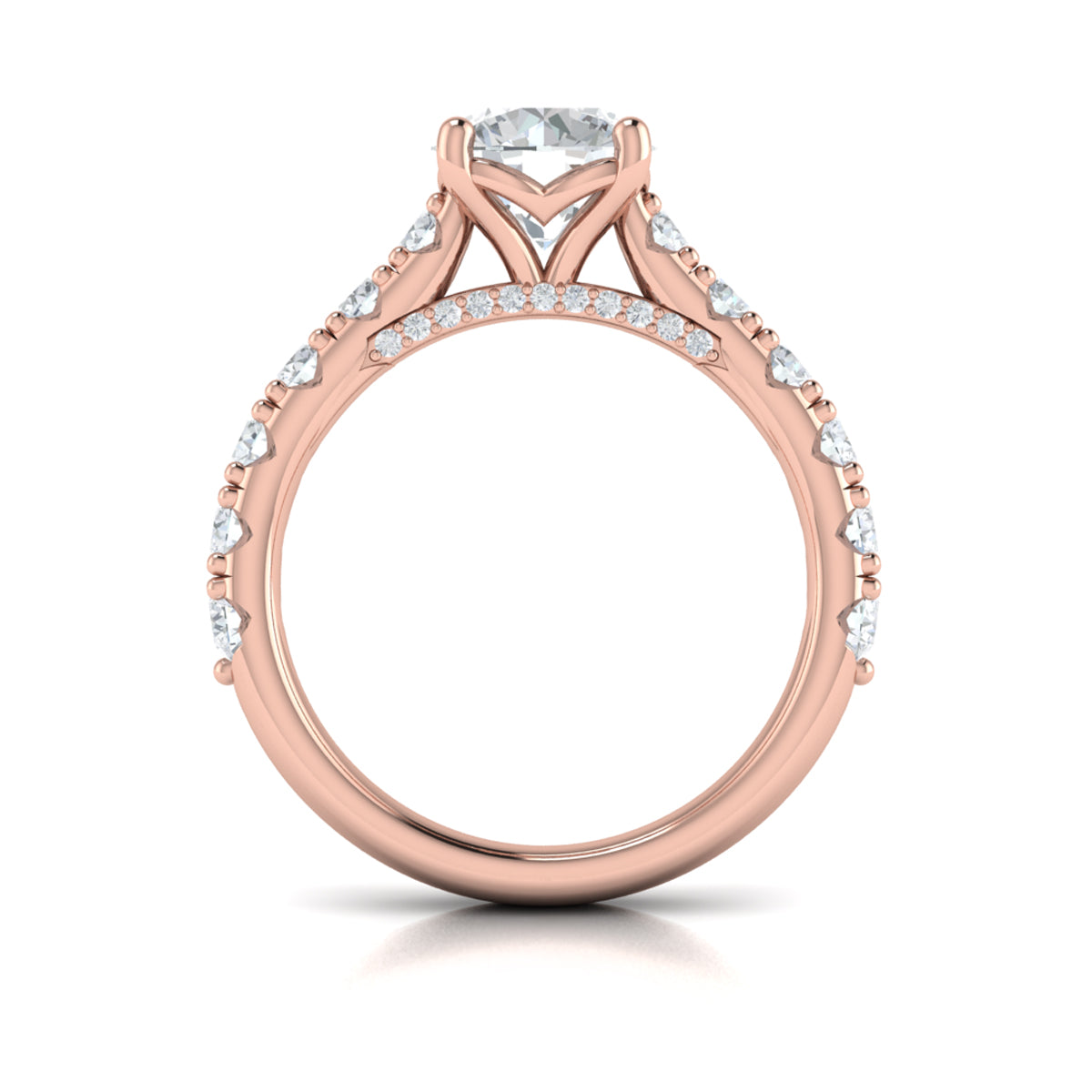 14kt Rose Gold Round Diamond Classic Engagement Ring