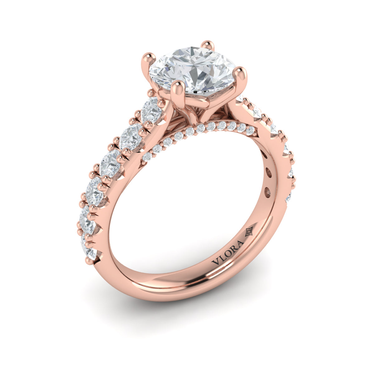 14kt Rose Gold Round Diamond Classic Engagement Ring