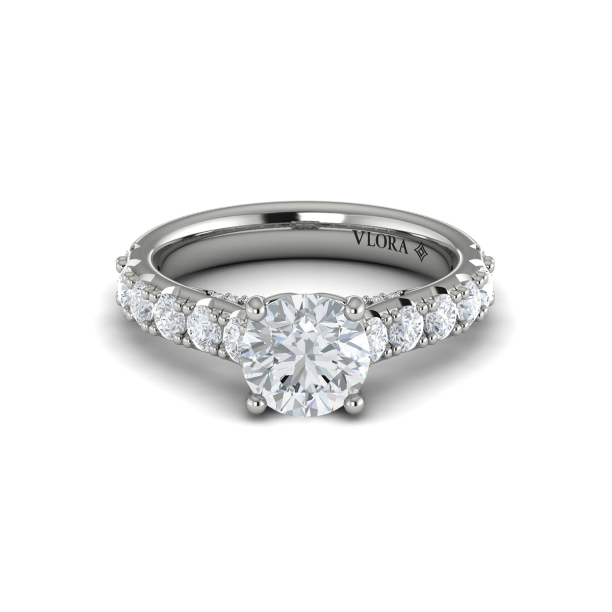 14K White Gold Round Diamond Classic Engagement Ring