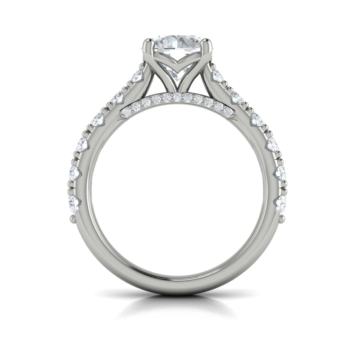 14K White Gold Round Diamond Classic Engagement Ring