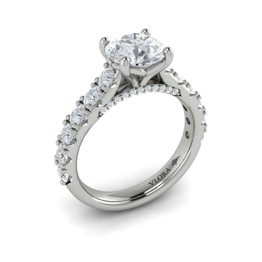 14K White Gold Round Diamond Classic Engagement Ring